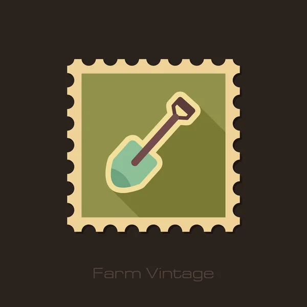 Pelle de jardinage timbre plat rétro avec ombre longue — Image vectorielle