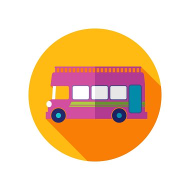 Çift katlı alçak taban açık en iyi gezi şehir otobüs simgesi