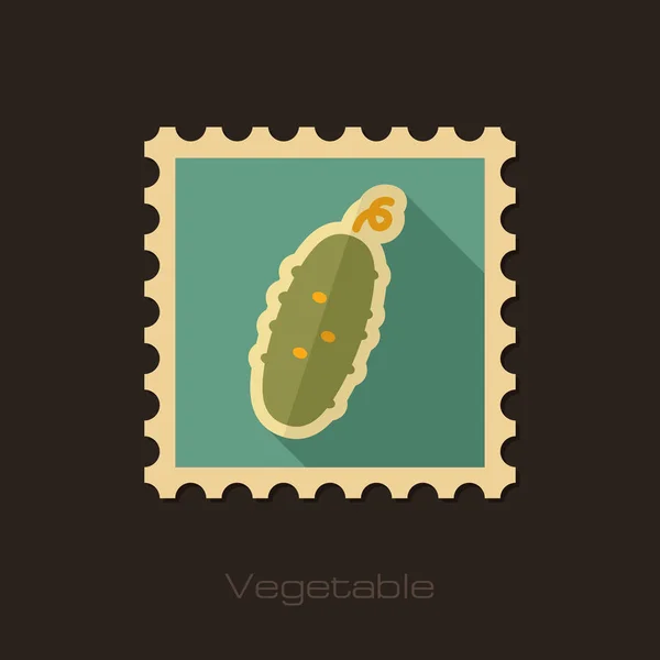 Timbre plat de concombre. Vecteur de légumes — Image vectorielle