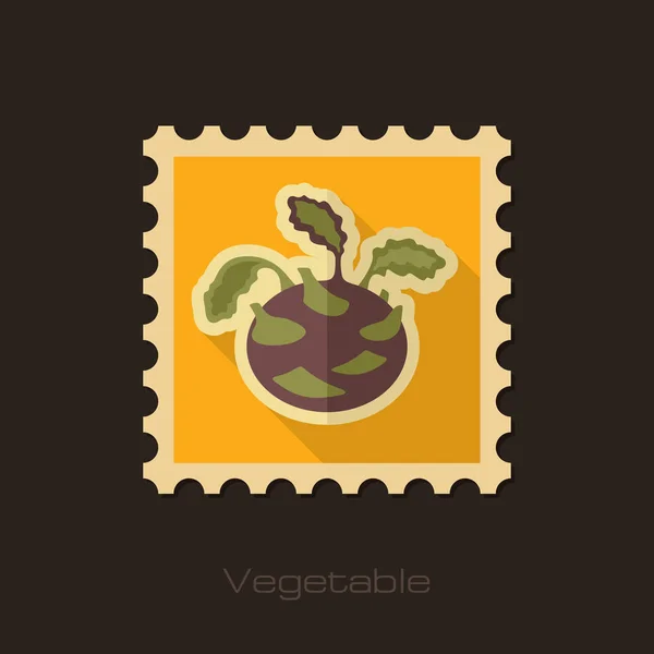 Timbre plat Kohlrabi. Vecteur de légumes — Image vectorielle