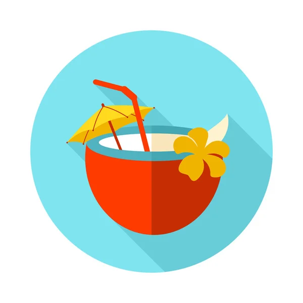 Coconut Drink with Straw icon. Summer. Vacation — Stock Vector