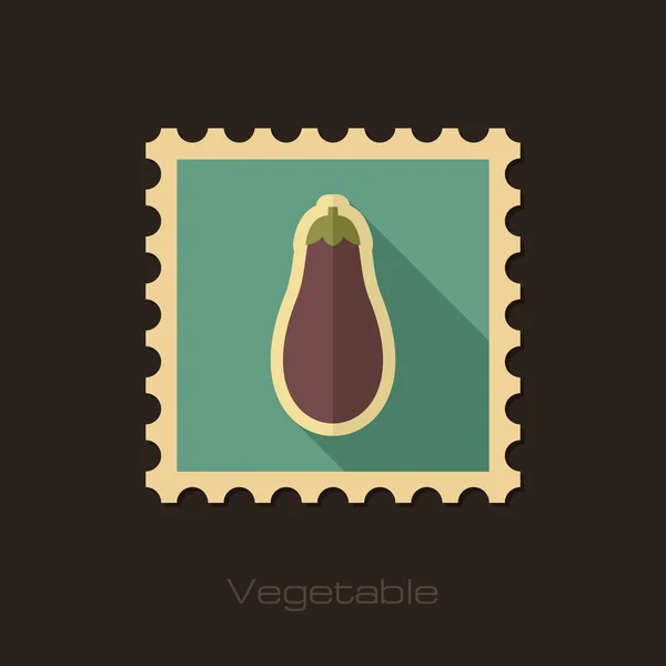 Timbre plat aubergine. Vecteur de légumes — Image vectorielle