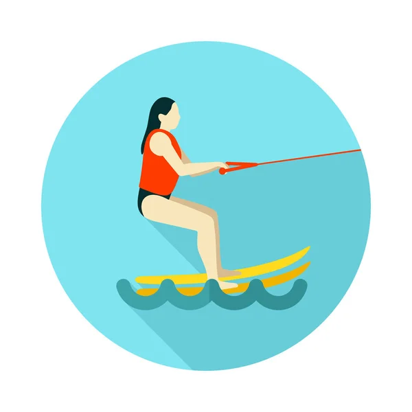 Icône du ski nautique. L'été. Vacances — Image vectorielle