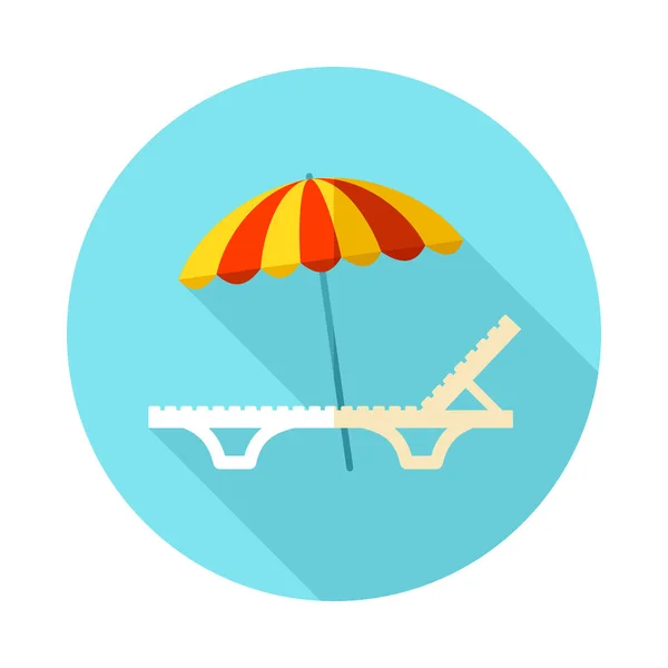 Salão de chaise de praia com ícone de guarda-chuva. Férias —  Vetores de Stock