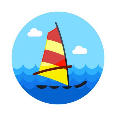 Yönetim Kurulu Rüzgar Sörfü simgesi. Yaz. Tatil