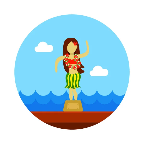 Hula táncos szobrocska ikonra. Nyári. Nyaralás — Stock Vector