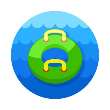 Çekerli su tüp. Inflatble tekne simgesi. Tatil