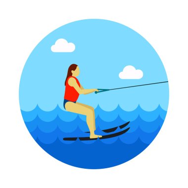 Su kayağı simgesi. Yaz. Tatil