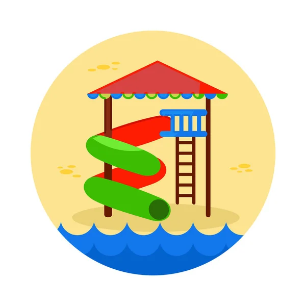 Wasserpark Sommerferien. Strand-Ikone Slide — Stockvektor
