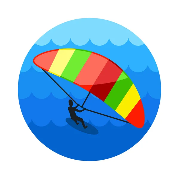 Kiteboarding. Kite surfing ikona. V létě. Dovolená — Stockový vektor