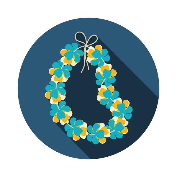 Collar de flores de Hawaii, icono de la corona. Vacaciones — Vector de stock