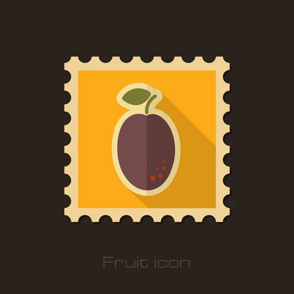 Sello plano de ciruela. Vector de frutas — Archivo Imágenes Vectoriales