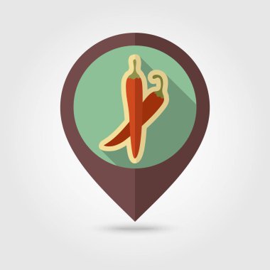 Biber biber düz PIN harita simgesi. Sebze vektör