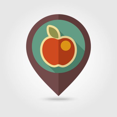 Apple düz PIN harita simgesi. Meyve