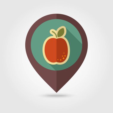 Kayısı düz PIN harita simgesi. Meyve