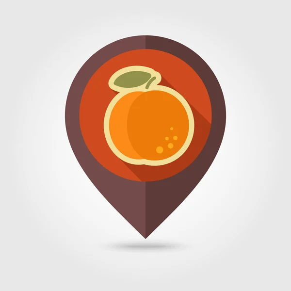 Peach flat pin map icon. Fruit — Stock Vector
