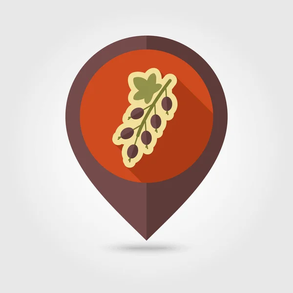 Currant flat pin map icon. Berry fruit — Stock Vector