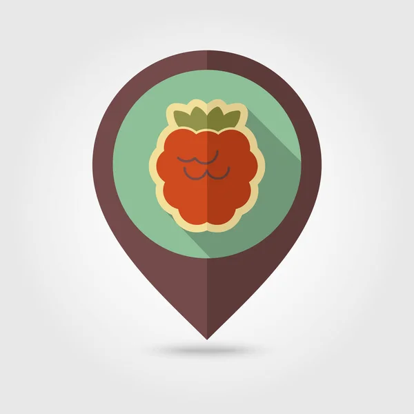 Himbeere flache Pin-Map-Symbol. Beerenobst — Stockvektor