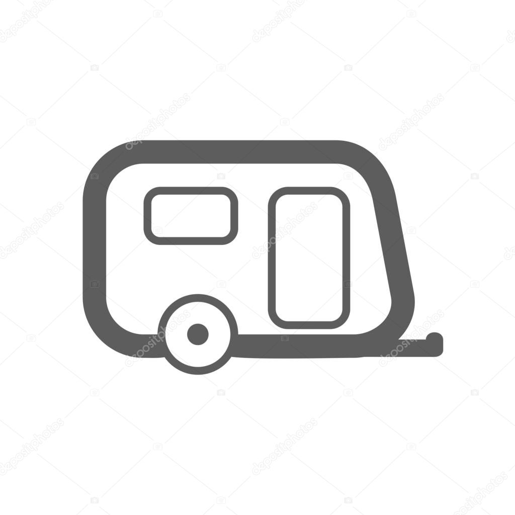 Camping trailer outline icon. Summer. Vacation