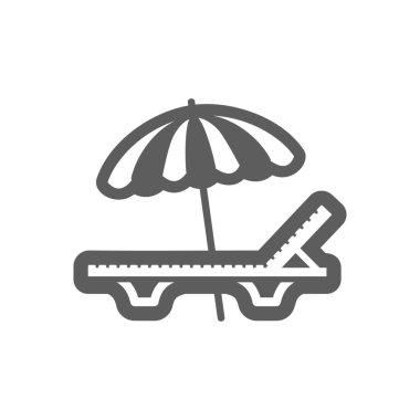 Plaj şezlong şemsiye simgesi olan. Tatil