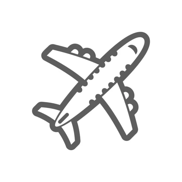 Icono del esquema de la aeronave. Viajar. Verano. Vacaciones — Vector de stock