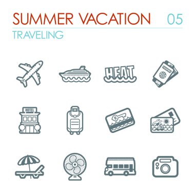 Seyahat etmek simge seti. Yaz. Tatil