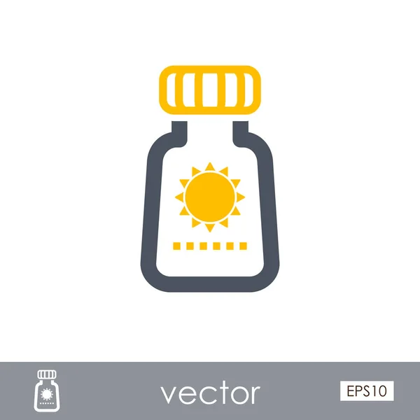 Icono del contorno del protector solar. Verano. Vacaciones — Vector de stock