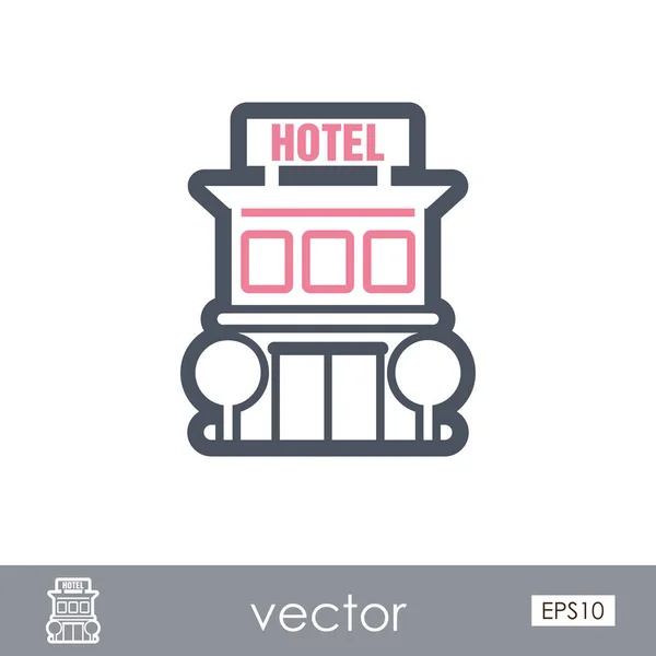 Ícone do esboço do hotel. Verão. Férias — Vetor de Stock