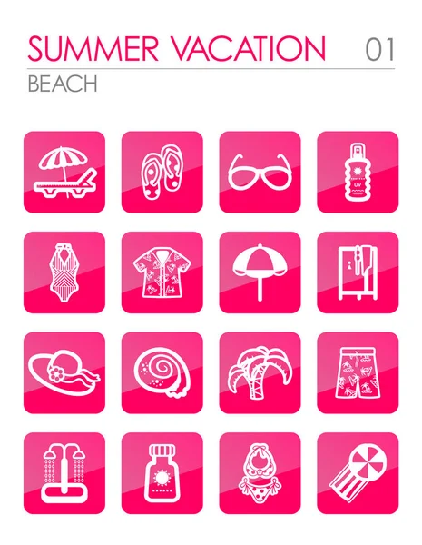 Conjunto de ícones de praia. Verão. Férias —  Vetores de Stock