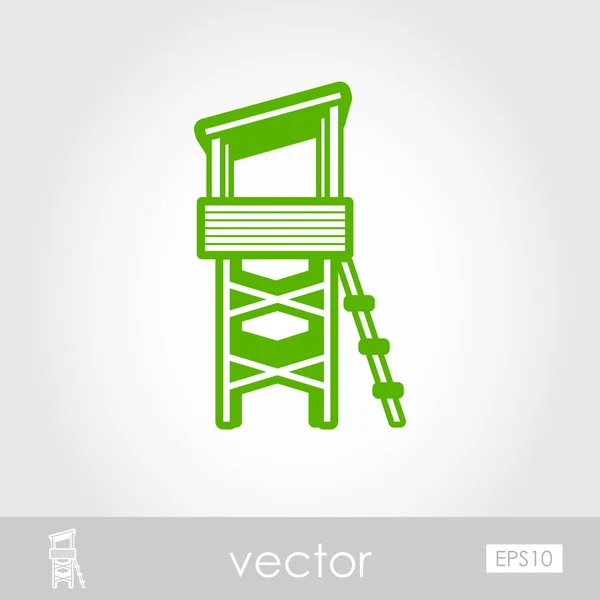 Icono del contorno de la torre de salvavidas. Verano. Vacaciones — Vector de stock