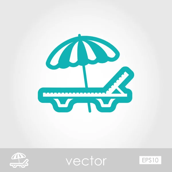 沙滩躺椅与伞图标。度假 — 图库矢量图片