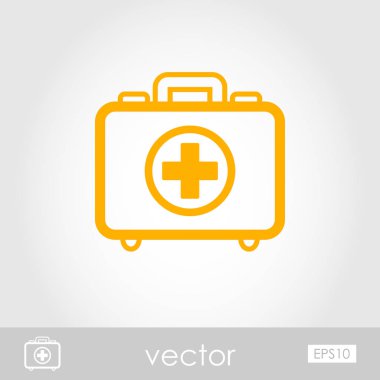 İlk yardım kiti anahat simgesi. Yaz. Tatil