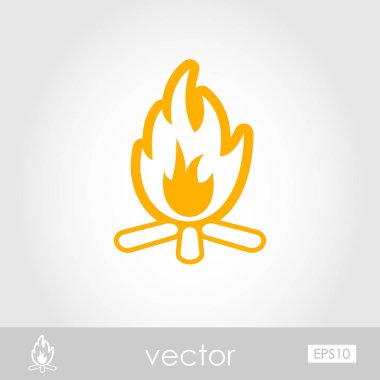 Şenlik ateşi anahat simgesi. Yaz. Tatil