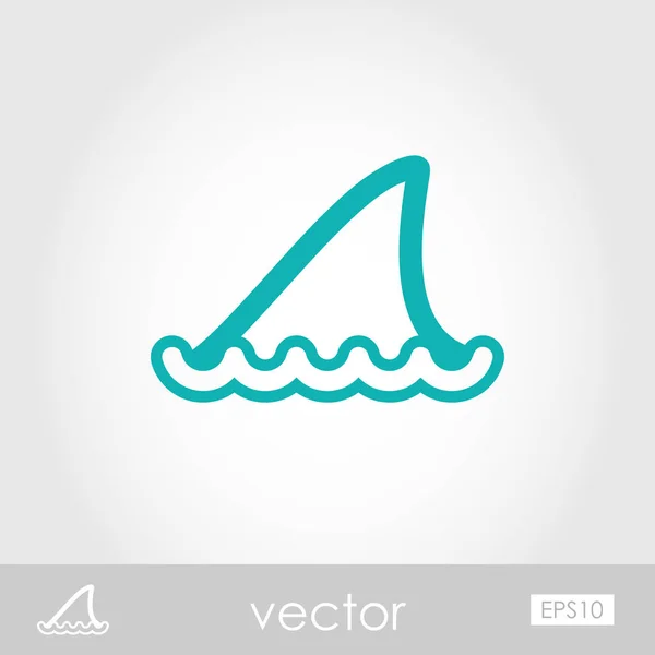 Icône de contour des nageoires de requin. L'été. Vacances — Image vectorielle