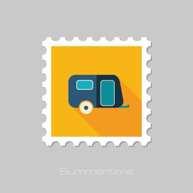 Kamp karavan damgası. Yaz. Tatil