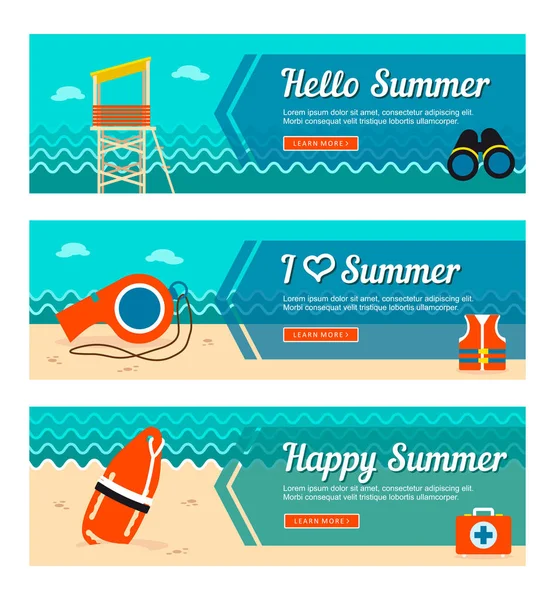 Reizen en vakantie vector banners — Stockvector