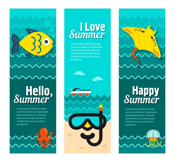 Reizen en vakantie vector banners — Stockvector