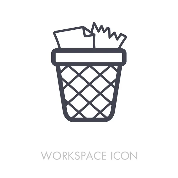 Wastebasket outline icon. Workspace sign — Stock Vector