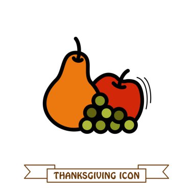 Elma, üzüm ve armut simgesi. Hasat. Şükran günü