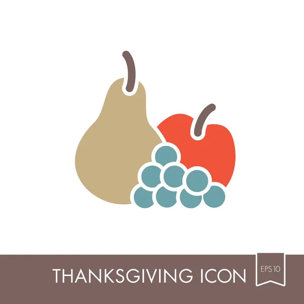 Ícone de maçã, uva e pêra. Colheita. Acção de Graças — Vetor de Stock