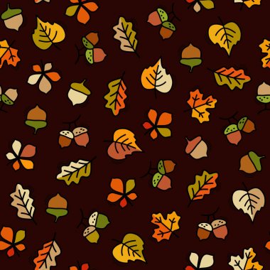 Vektör yaprak ve meşe palamudu ile seamless modeli