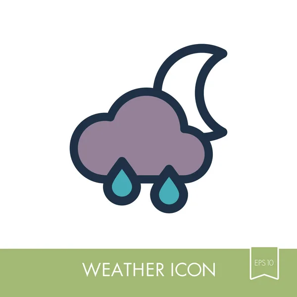 Regenwolken-Mond-Symbol. Meteorologie. Wetter — Stockvektor