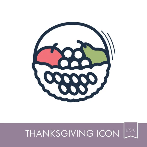 Frukt korg ikonen. Skörden. Thanksgiving vektor — Stock vektor