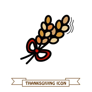 Spikelets buğday simgesi. Hasat. Şükran günü vektör