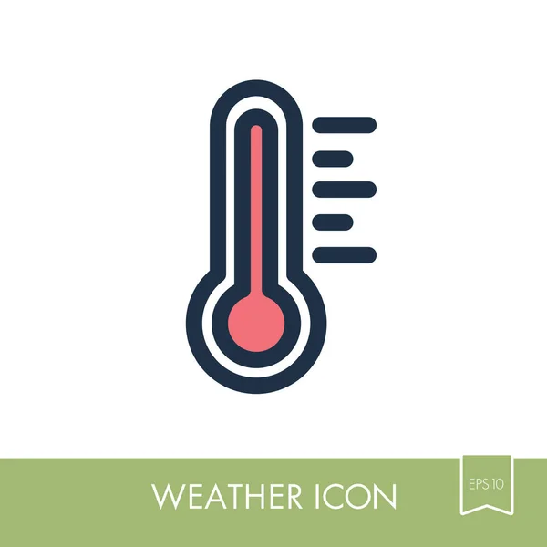 Termometro Calore icona a caldo. Meteorologia. Meteo — Vettoriale Stock