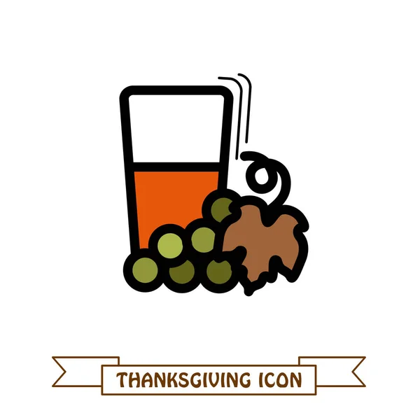 Copo de suco de uva fresca ícone. Acção de Graças —  Vetores de Stock