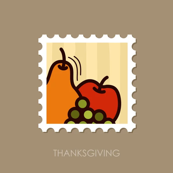 Carimbo de maçã, uvas e pêra. Acção de Graças — Vetor de Stock