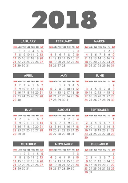 Векторна кишеня 2018 рік календар — стоковий вектор