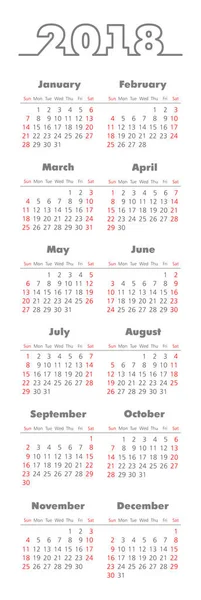 Vector pocket 2018 year calendar — Stock Vector