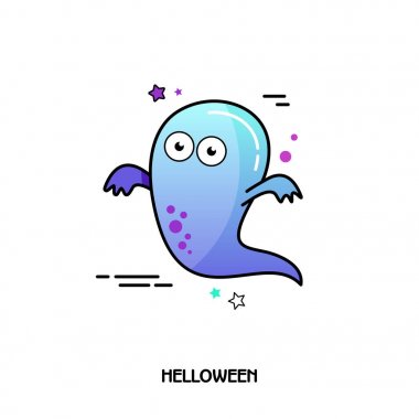 Hayalet vektör simgesi. Cadılar Bayramı etiket